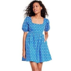 RHODE x Target- Allover Eyelet Embroidery Mini Dress, Blue, Size XL EUC
